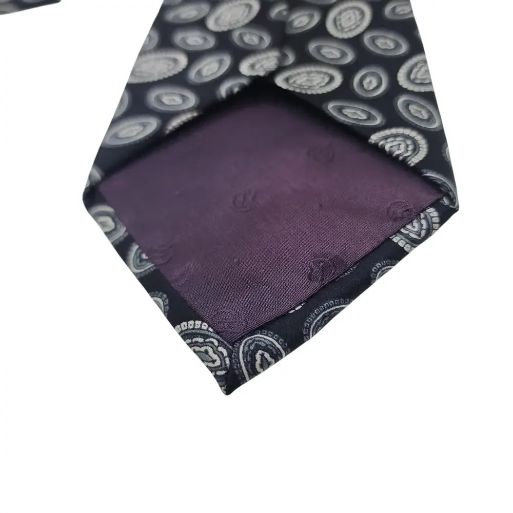 Club Room Silk Tie Mens Blue Geometric Oval Pattern Classic Necktie Handmade USA